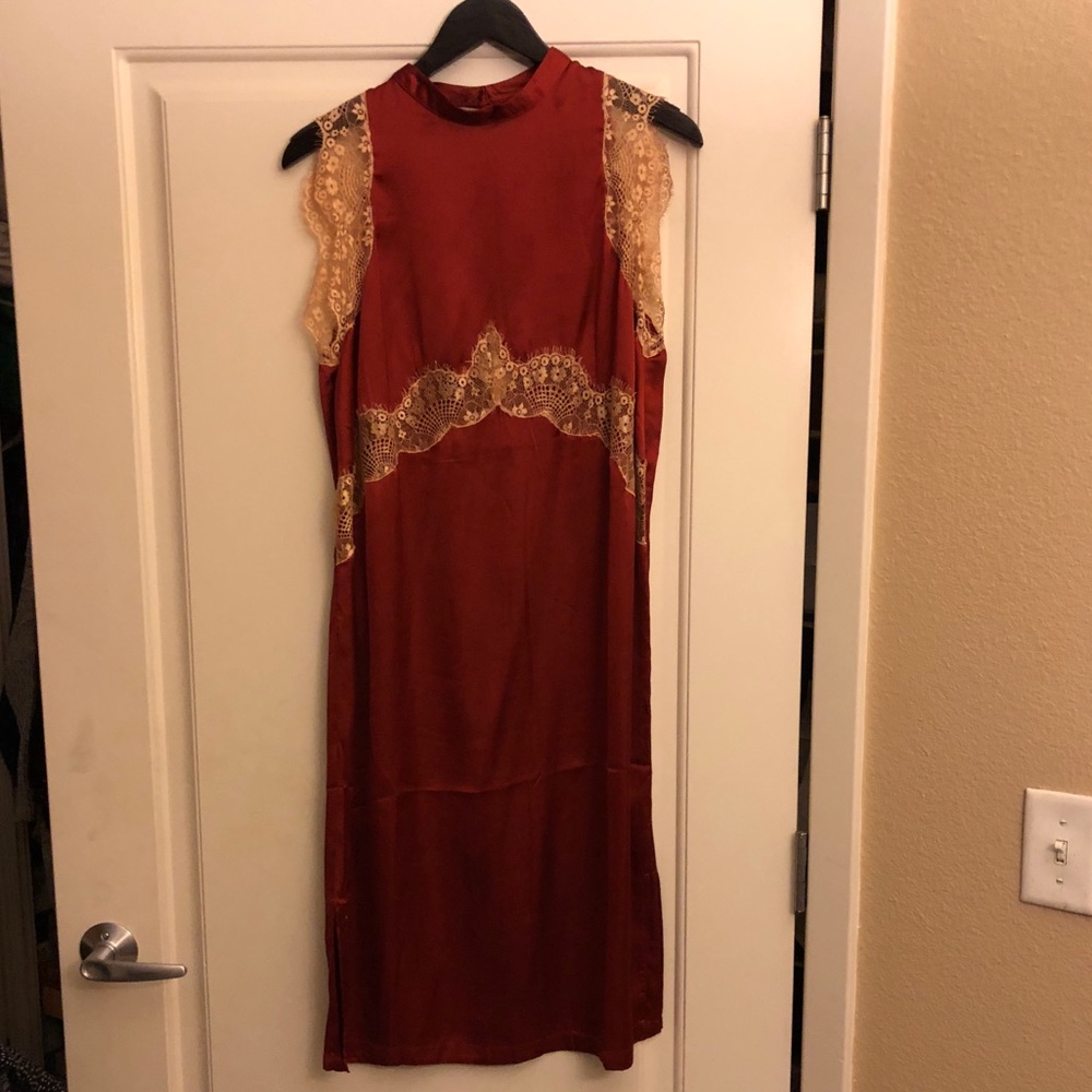ASOS burnt orange laced dress